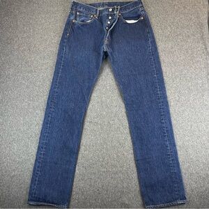 Levis Jeans Mens 34x34 501 Regular Straight Leg Pants Button Fly Dark Wash